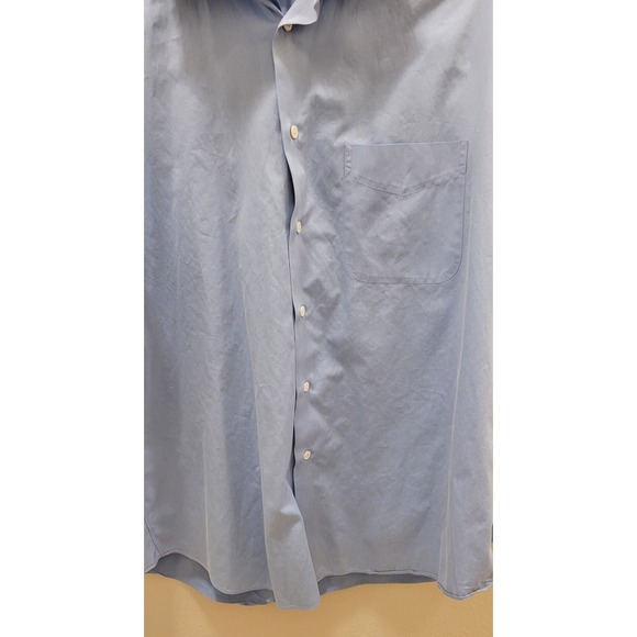 Ike Behar Shirt Mens L 16. 34 Blue 100% Cotton Button Up Long Slee E - Picture 4 of 6